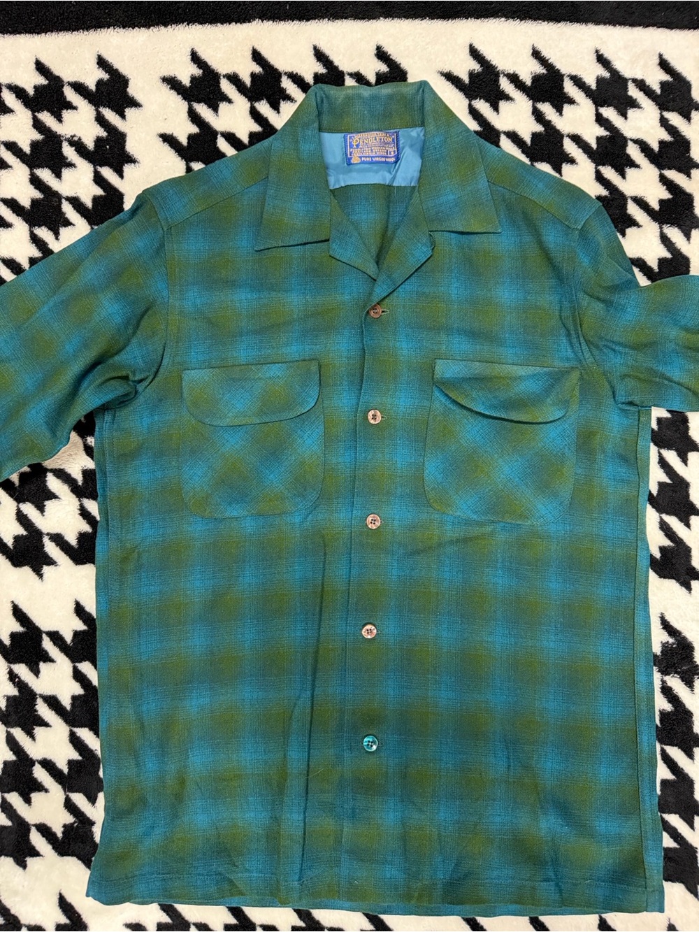 Vintage Pendleton 100% Virgin Wool Green Plaid Blazer Jacket Women’s Small